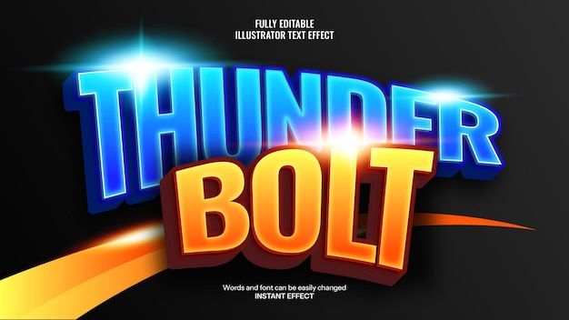 Electrifying 3D THUNDER BOLT Text Effect with Bold Colors and Glow