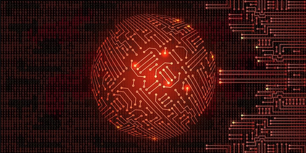electronic circuit with binary code and sphere