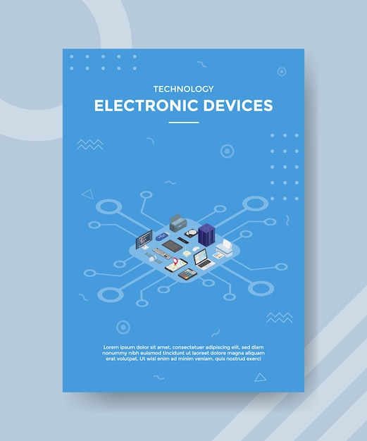 Electronic devices set collection concept for template banner and flyer with isometric style