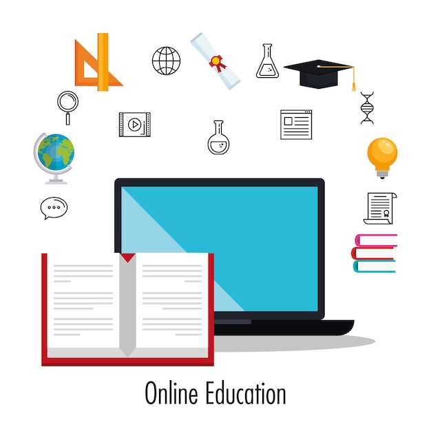electronic education with laptop vector illustration design