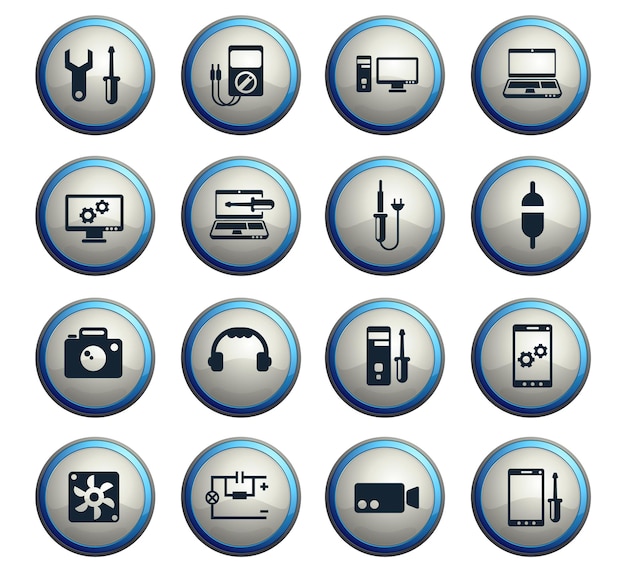 electronics repair vector icons for web and user interface design