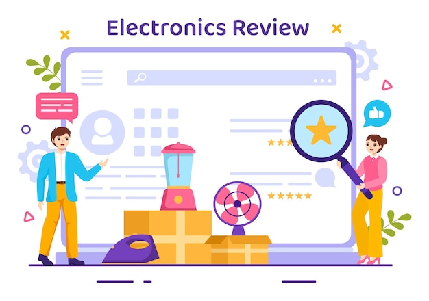 Electronics Review Vector Illustration with Customer Rating Quality of Service or Application