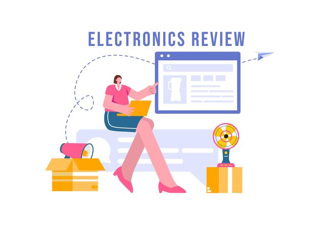 Electronics Review Vector Illustration with Customer Ratings on Quality of Service or Application and Providing Feedback in a Flat Cartoon Background