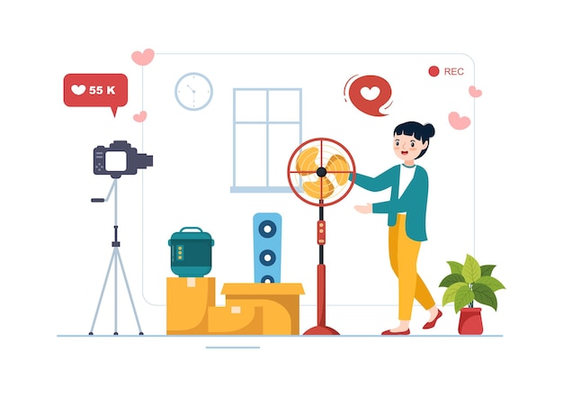 Electronics Review with Customer Rating Quality of Service and Provide Feedback in Illustration