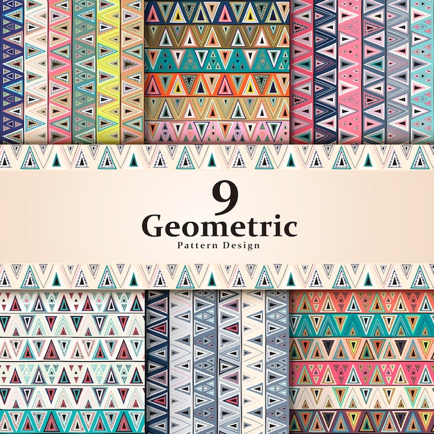 elegant background pattern design set with colorful triangle elements
