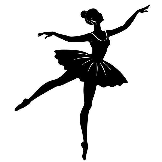 Elegant Ballet Dancer Silhouette Vector for Artistic Dance and PerformanceThemed Design Projects