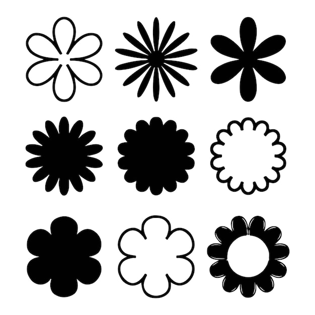 elegant floral and leaf silhouette set
