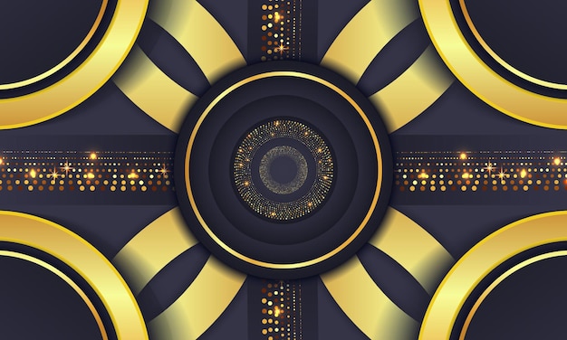 elegant golden circle luxury background copy space lighting sparkle glowing dots particle vector