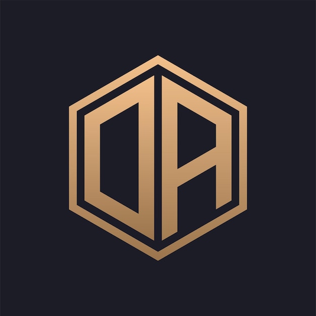 Elegant Hexagon Letter DA Logo Design Initial Luxurious DA Logo Template
