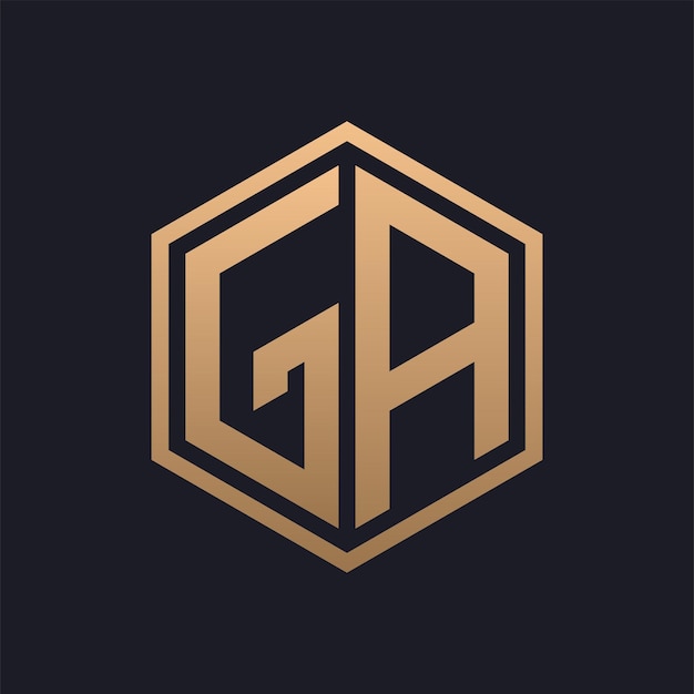 Elegant Hexagon Letter GA Logo Design Initial Luxurious GA Logo Template