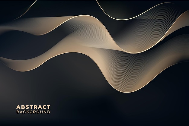 elegant luxury wavy golden lines abstract with realistic dynamic linear gradient black background