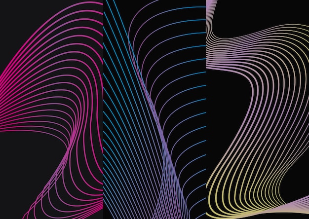 elegante conjunto de banners de líneas con patrón de ondas, líneas minimalistas iyabstractas