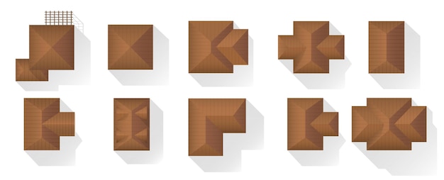Element Top view for design of city plans Objects map view from above Set of houses building