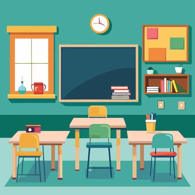 Elementary School Students Studying in Classroom Teacher Vector Art Enhance Educational Content