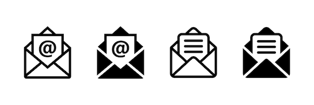 Email icon set and Open mail icon