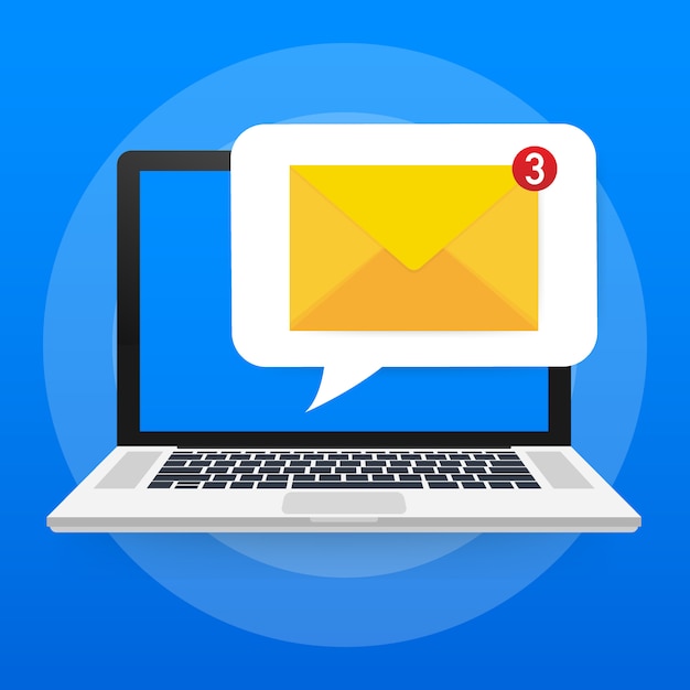 Email notification concept. New email on the laptop screen. .