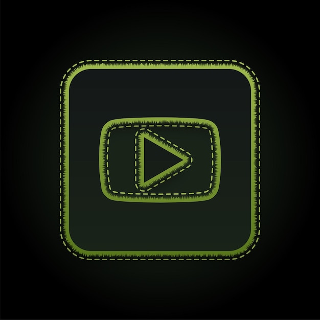 embossed green neon youtube icon with editable dark background