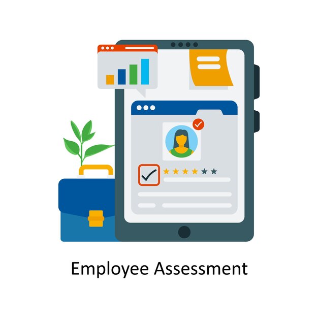 Employee Assessment Concept Flat Icon Style illustration