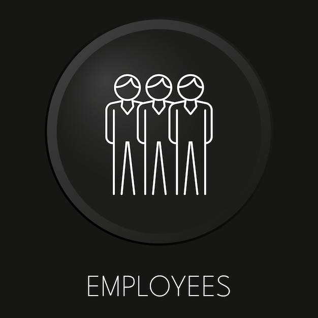 Employees minimal vector line icon on 3D button isolated on black background Premium VectorxA