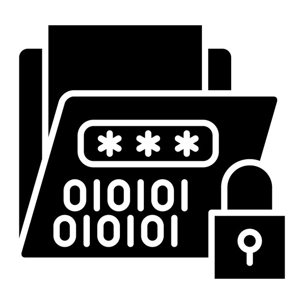 Encryption Glyph Solid Black Illustration