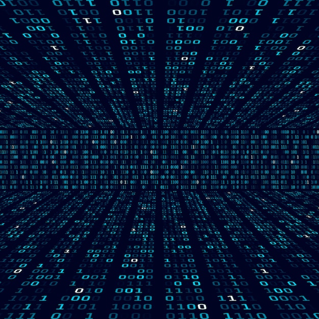 Encryption information. Binary code on blue background. Random binary numbers. Big data algorithm abstract concept.  illustration