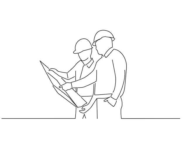 Engineer and entrepreneur line art illustration