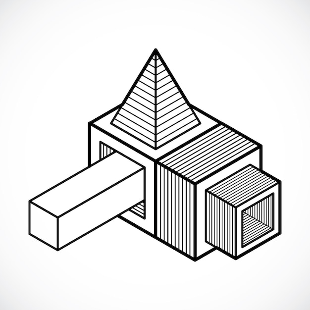 engineering abstract shape, vector polygonal figure.