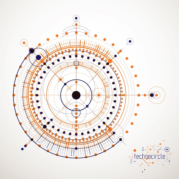 Engineering technological vector wallpaper made with circles and lines. Modern geometric composition can be used as template and layout. Abstract technical background.