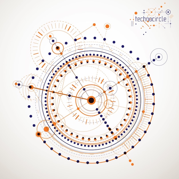 Engineering technology vector wallpaper made with circles and lines. Technical drawing abstract background.