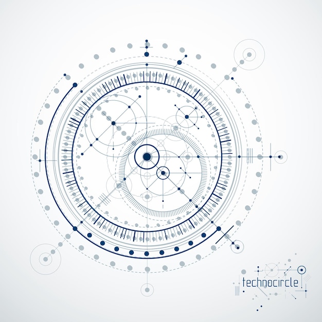 Engineering technology vector wallpaper made with circles and lines Technical drawing abstract background