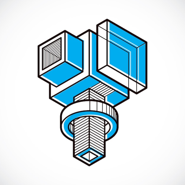 Engineering three-dimensional construction, abstract vector trigonometric shape.