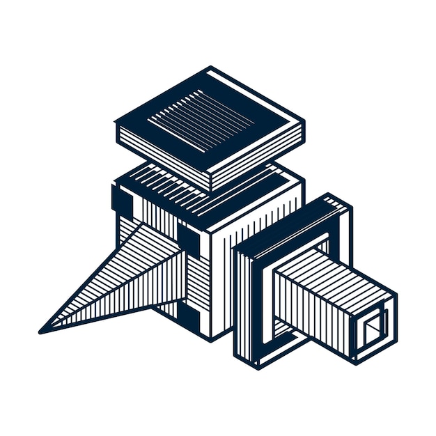 Engineering three-dimensional construction, abstract vector trigonometric shape.