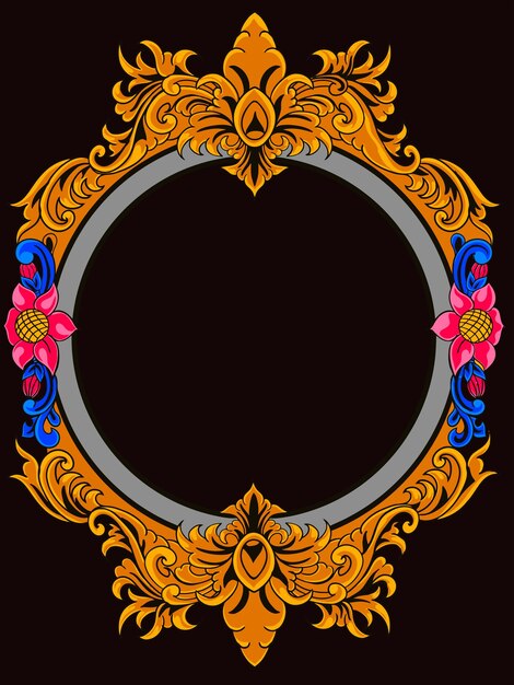 engraved image design with unique circle shape in luxurious yellow color vector