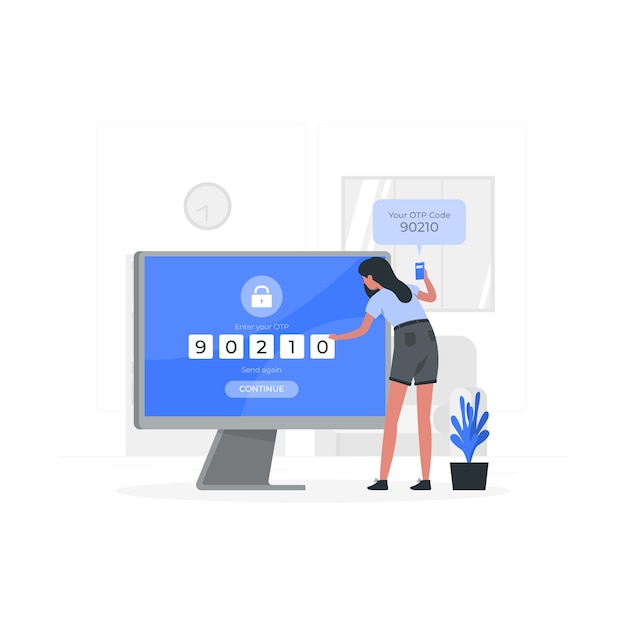Enter OTP Flat Illustrations vector
