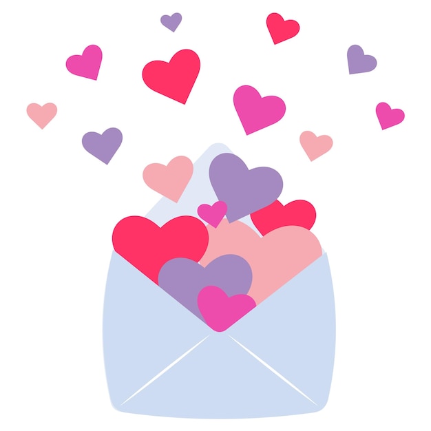 Envelope with colorful hearts for valentine's day.