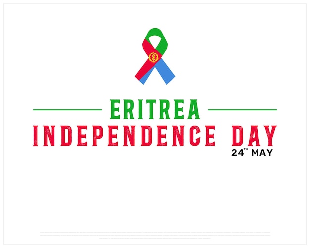 Eritrea Independence Day design with Ribbon Flag on a white background Independence of Eritrea
