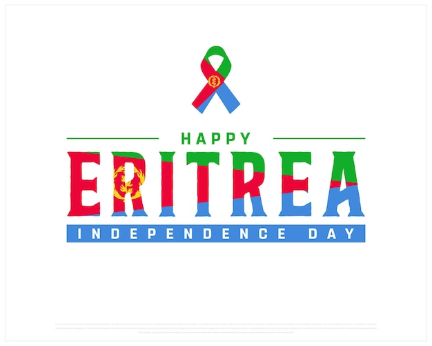 Eritrea Independence Day design with Ribbon Flag on a white background Independence of Eritrea