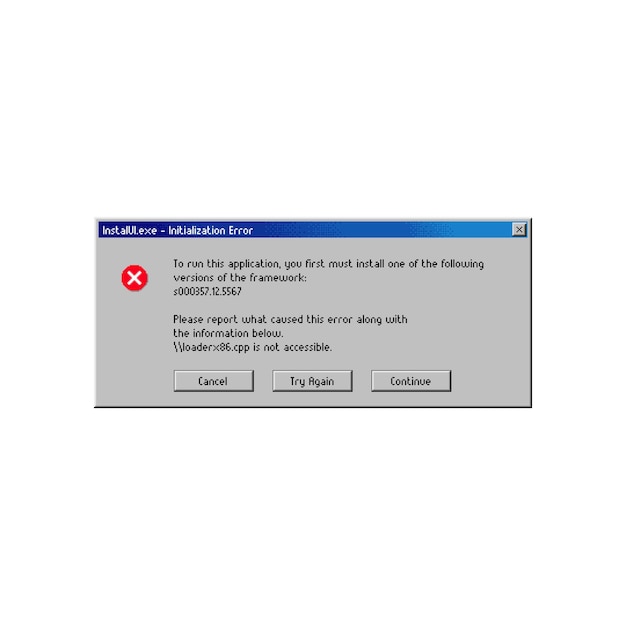 Error message window application installation