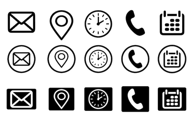Essential Contact Icons Vector Set