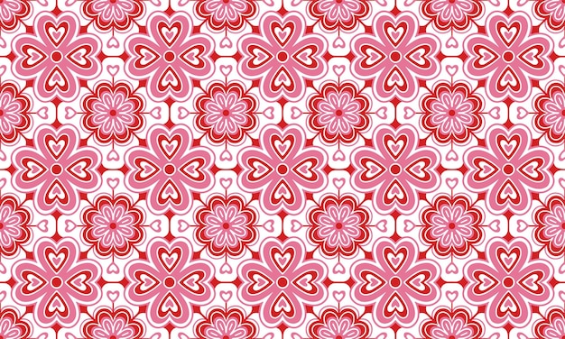 Ethnic Background cute Valentines Day Love Heart Flower pink motif geometric oriental native pattern
