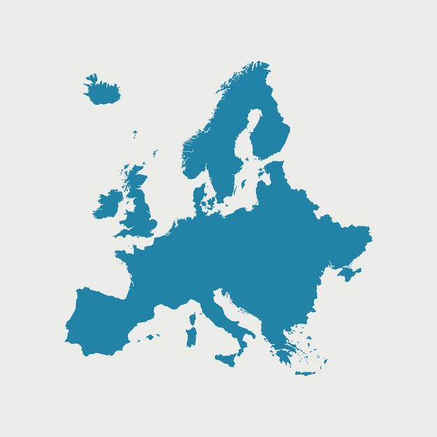Euroopan kartta eristettyn":a valkoisella taustalla, erittäin yksityiskohtainen vektorikuvitus