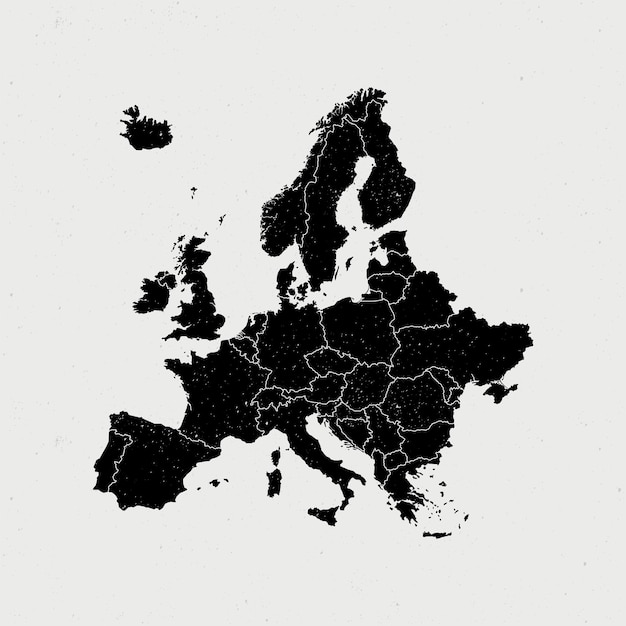 europe counties vintage icon map Vintage europe counties map with regions isolated on white backgro
