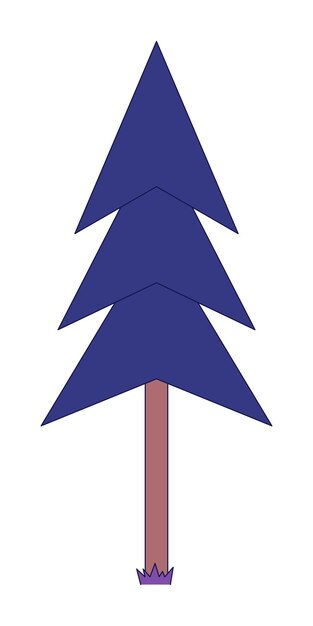 Evergreen coniferous pine 2D linear cartoon object Spruce tree isolated line vector element white background Woods nature Woodland forest Firtree conifer color flat spot illustration