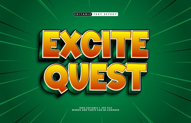 excite quest editable text effect with a kids and game text style