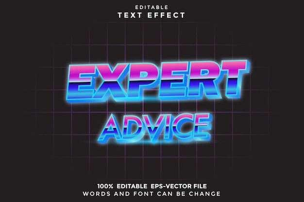 expert advice editable text effect 3d emboss retro style