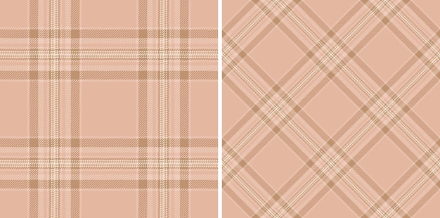 Fabric textile background of plaid texture tartan with a check vector pattern seamless set in coffee colors