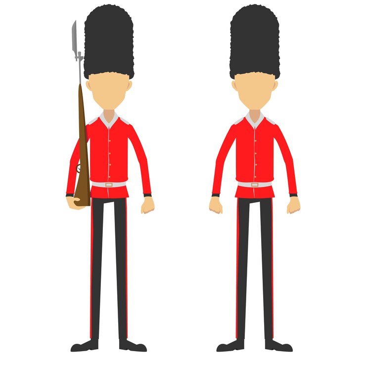 Vektori faceless cartoon royal guard with a rifle