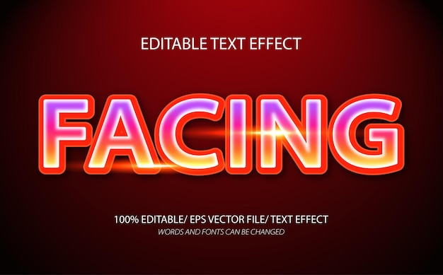 Facing 3d editable text effect and editable text style