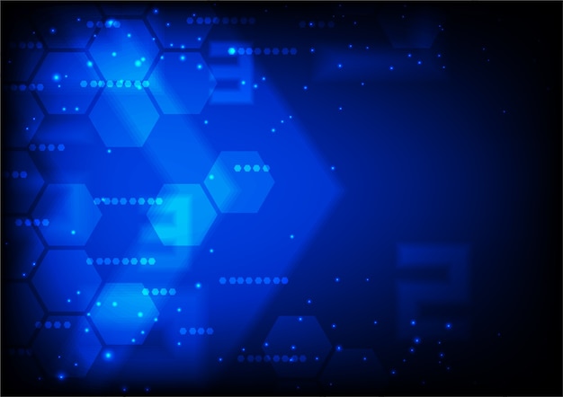 Faded hexagon with small stars on dark blue background