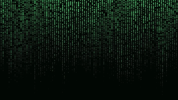 Falling points of binary code Illustration of the matrixVector digital dark background with noise effect Corrupted code matrix failure Visualization of big data